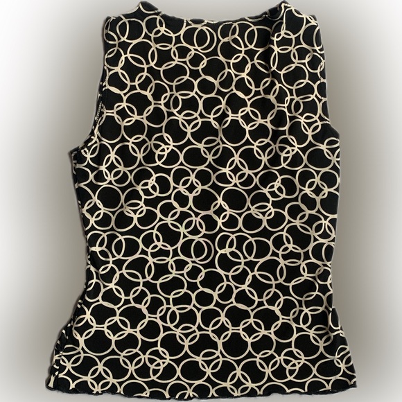 BCX Black & white layered surplice top, metal ring  | large - Picture 4 of 6